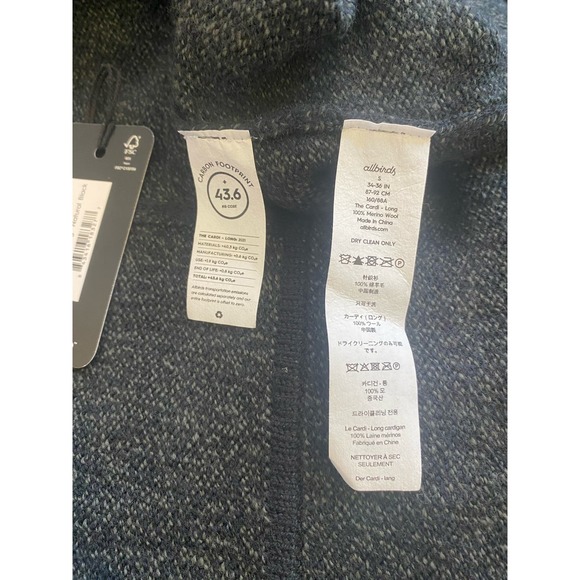 Allbirds Women's Black/Charcoal Duster Wool Cardigan Sweater - Picture 8 of 8